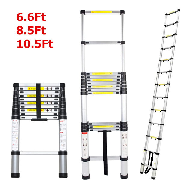Size : 26 ft Wheels and Bottom Rung Telescopic Ladder 26 Ft Ladder 18 Step Ladders Telescoping 440 Pounds Capacity Stabilizer Aluminum Telescoping Ladder with Detachable Hook